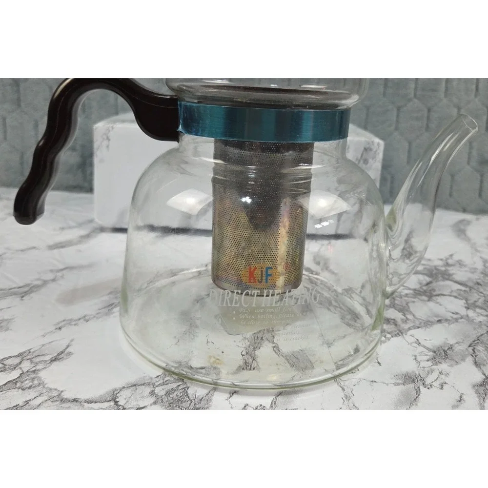 Vintage KJF Daisy Direct Heat Glass Tea/Coffee‎ Pot w/Infuser No Cap